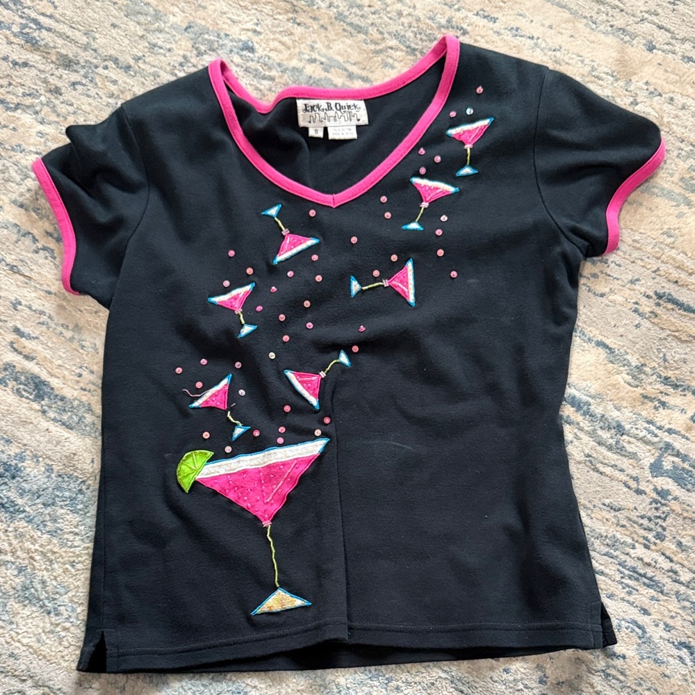Black and Pink Shirt with Cocktail Design